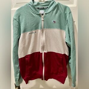 Adidas Kids Tri-Tone Zip Hoodie - Mint, Cream, and Burgundy